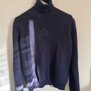 Navy Turtleneck Sweater with Emblem